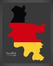 Dusseldorf map with German national flag illustration