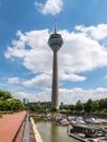 Dusseldorf, Media Harbour with Rheinturm tower, Germany