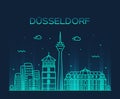 Dusseldorf skyline vector illustration linear