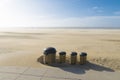 Dust bins on beach