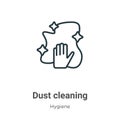 Dust cleaning outline vector icon. Thin line black dust cleaning icon, flat vector simple element illustration from editable Royalty Free Stock Photo