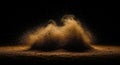 Dust Cloud Exploding In Dramatic Lighting Against Black Background dirt sand Royalty Free Stock Photo