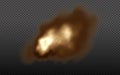 Dust cloud with fire,cigarette smoke and black smog.Realistic vector isolated on transparent background. Concept house