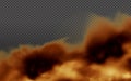 Dust cloud with fire,cigarette smoke and black smog.Realistic vector isolated on transparent background. Concept house