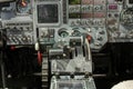 Detail of old jet cockpit with engine control levers Royalty Free Stock Photo