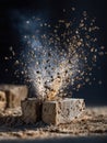 Dust and Debris Erupt From Bricks During a Demolition Activity in a Construction Site Capturing the Force and Energy Royalty Free Stock Photo