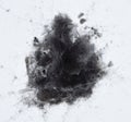 Black Dust, Animal Fur and Dirt on a White Background.