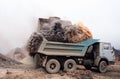 Dust explosion when loading truck at the mine 2 Royalty Free Stock Photo