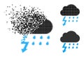 Dust and Halftone Pixel Thunderstorm Glyph
