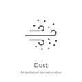 dust icon vector from air pollution contamination collection. Thin line dust outline icon vector illustration. Outline, thin line