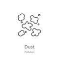 dust icon vector from pollution collection. Thin line dust outline icon vector illustration. Outline, thin line dust icon for