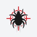 Dust mite black silhouette on red target
