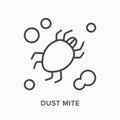 Dust mite flat line icon. Vector outline illustration of bug. Black thin linear pictogram for ectoparasite Royalty Free Stock Photo