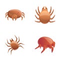 Dust mite icons set cartoon vector. Common dust mite