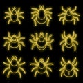Dust mite icons set vector neon