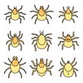 Dust mite icons set vector color