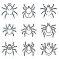 Dust mite icons set, outline style
