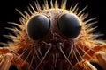 Dust mite magnified through an electron microscope, isolated on black background