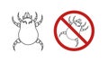 Dust mite outline icon vector illustration. Microscopic dangerous insect