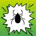 Dust mite sign illustration. Black Icon on white popart Splash at green background with white spots. Illustration