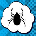 Dust mite sign illustration. Vector. Black icon in bubble on blu