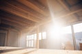 dust particles dancing in a beam of light from a cracked ceiling Royalty Free Stock Photo