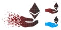 Dust Pixel Halftone Ethereum Offer Hand Icon
