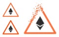 Dust Pixelated Ethereum Warning Icon with Halftone Version Royalty Free Stock Photo
