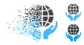 Dust Pixelated Halftone Global Hands Icon