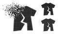 Dust Pixelated Torn T-Shirt Glyph with Halftone Version