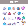 Dust And Polluted Air Color Icons Set Vector Royalty Free Stock Photo