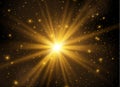Dust sparks, golden stars shine special light. Royalty Free Stock Photo