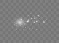 He dust sparks and golden stars shine with special light. Vector sparkles on a transparent background.  Spa Royalty Free Stock Photo