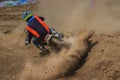 Dust splashed in motocross race