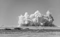 Dust storm in the Arabian desert due to detonator blast