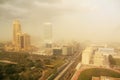 Dust storm in dubai, united arab emirates