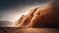 Dust storm engulfs a desert road under a dramatic sky. Royalty Free Stock Photo