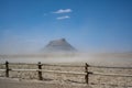 Dust storm at Factory Butte in Utah Royalty Free Stock Photo