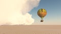 Dust storm and fantasy hot air balloon