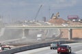 Dust storm on highway improvement site
