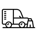 Dust sweeper icon outline vector. Street truck