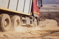 Mist of dust on the country road after big car passing. Royalty Free Stock Photo