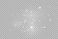 Dust white. White sparks and golden stars shine with special light. Vector sparkles on a transparent background.