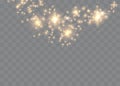 The dust is yellow. yellow sparks and golden stars shine with special light. Vector sparkles on a transparent background. Christma