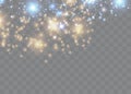 The dust is yellow. yellow sparks and golden stars shine with special light. Vector sparkles on a transparent background. Christma Royalty Free Stock Photo