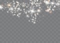 The dust is yellow. yellow sparks and golden stars shine with special light. Vector sparkles on a transparent background. Christma Royalty Free Stock Photo