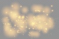 The dust is yellow. yellow sparks and golden stars shine with special light. Vector sparkles on a transparent background