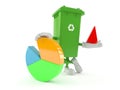 Dustbin character with pie chart Royalty Free Stock Photo