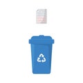 Dustbin Container or Recycle Bin for Paper and Cardboard. Plastic Bin for Trash Separation on White Background. Isolated Royalty Free Stock Photo