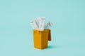 Dustbin full of used covid-19 rapid test devices Royalty Free Stock Photo